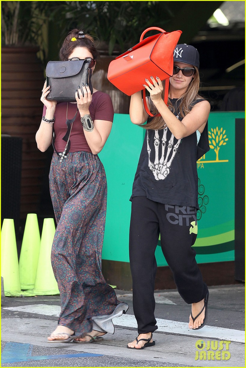 Vanessa Hudgens & Ashley Tisdale Hide Behind Their Bags