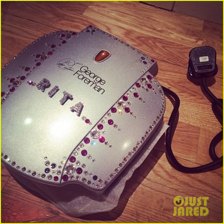 Rita Ora Receives Personalized George Foreman Grill