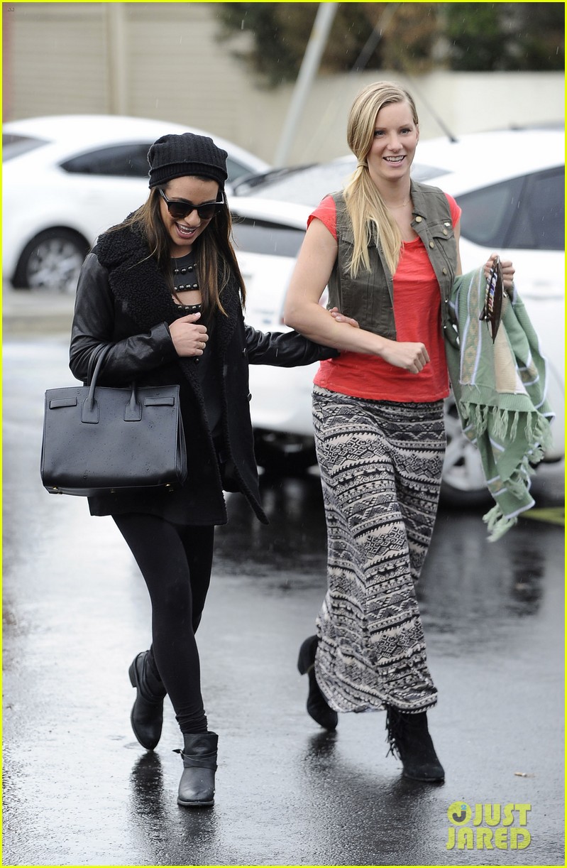 Lea Michele & Heather Morris Walk Arm-in-Arm in Rainy L.A.!