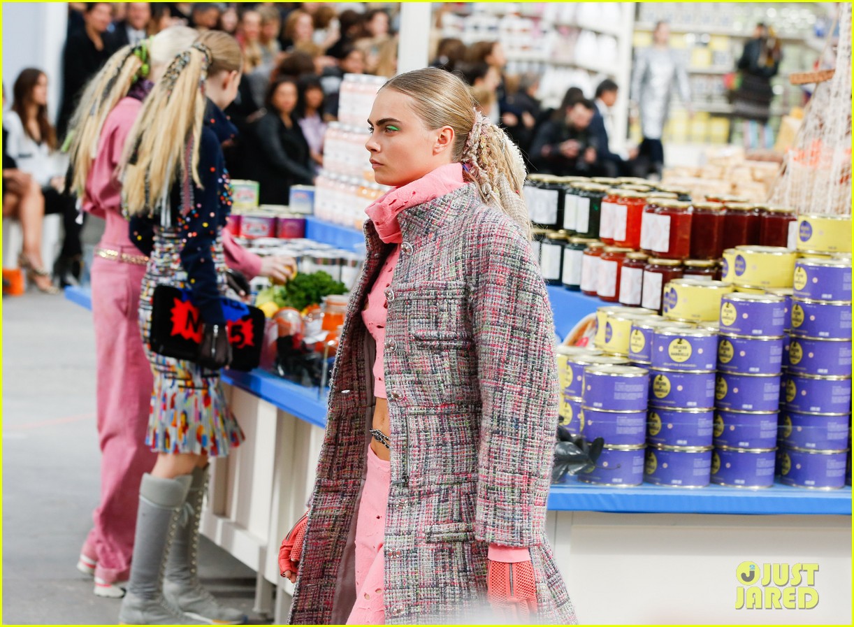 Cara Delevingne & Kendall Jenner Walk Supermarket Inspired Runway at Chanel Show