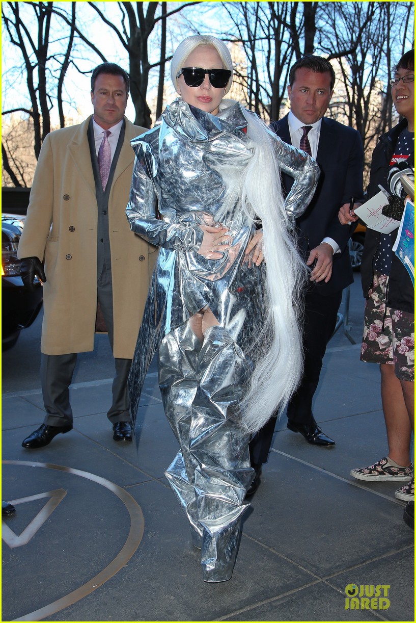 gaga silver dress Lady Gaga Wearing An Elegant Silver Dress 8x10 Picture Celebrity Print