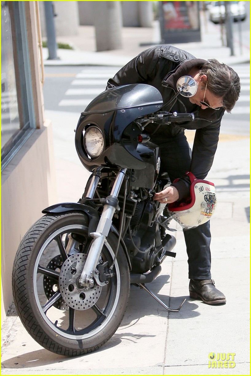 Olivier Martinez Carries His Motorcycle Helmet Like a Purse!