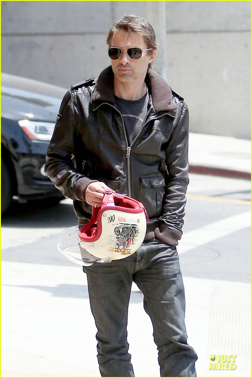 Olivier Martinez Carries His Motorcycle Helmet Like a Purse!