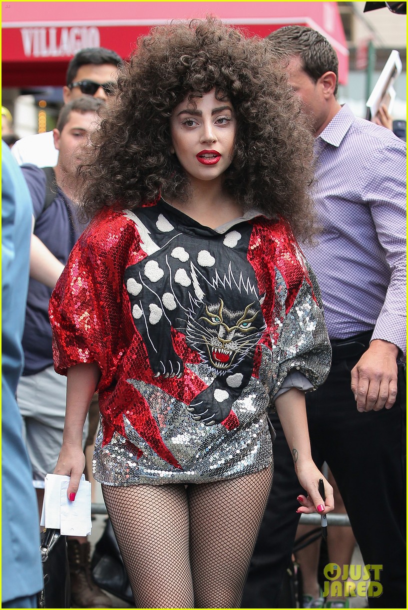 Lady Gaga Debuts Huge Curly Hair, Wears No Pants in NYC