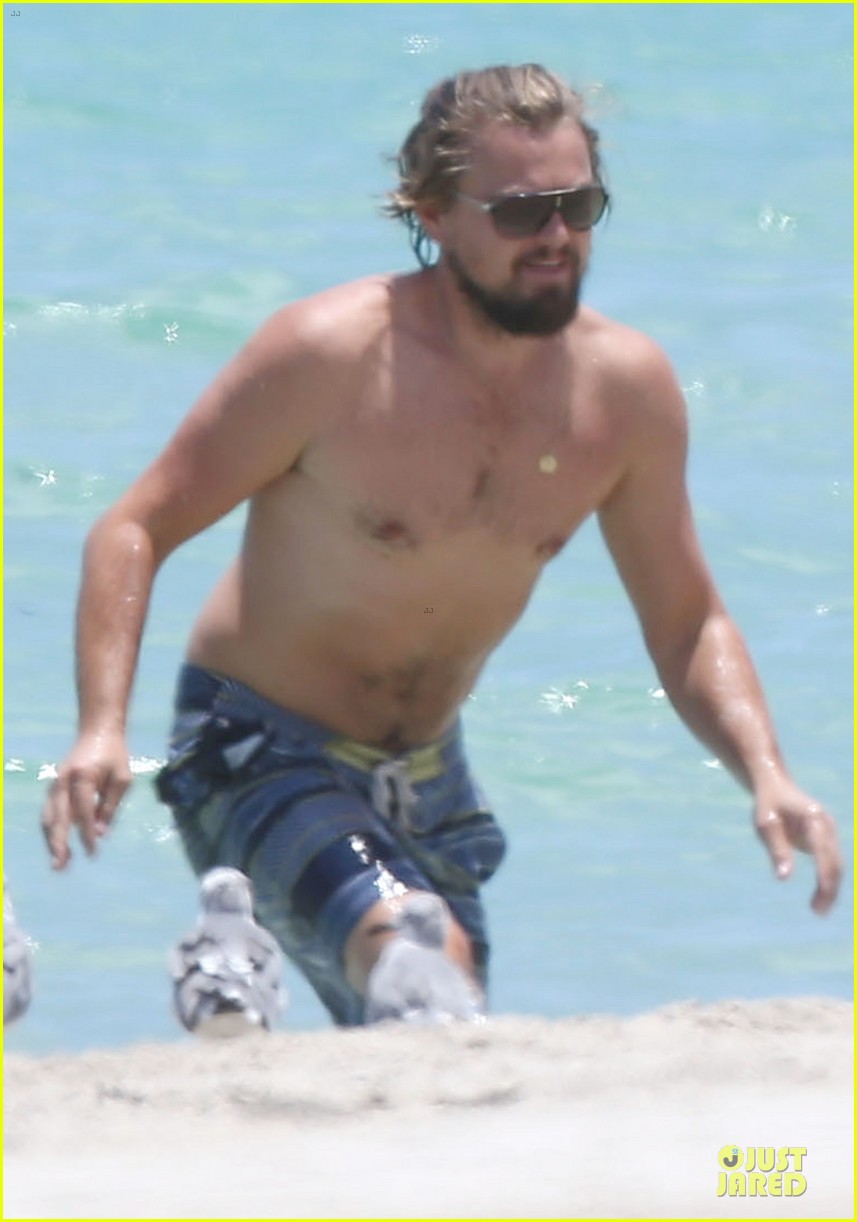 Leonardo DiCaprio Goes Shirtless For Ocean Swim in Miami