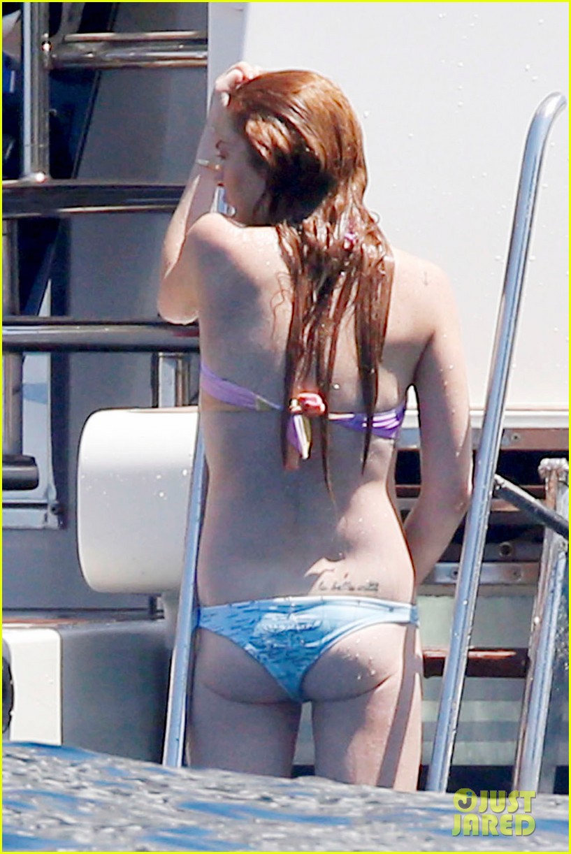 Lindsay Lohan Hangs Out on a Yacht in a Bikini with Her Sister Aliana