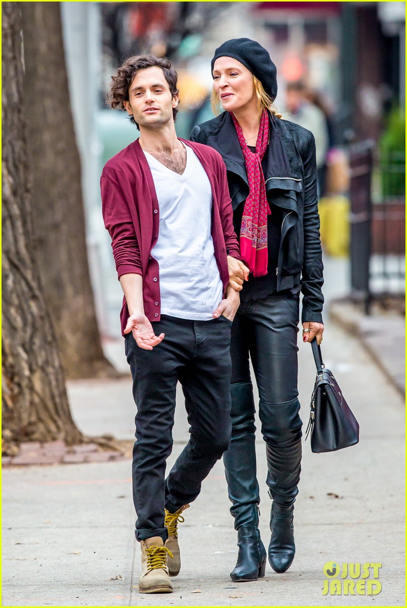 Penn Badgley Gets Sweet Kiss on the Head From 'Slap' Co-Star Uma Thurman