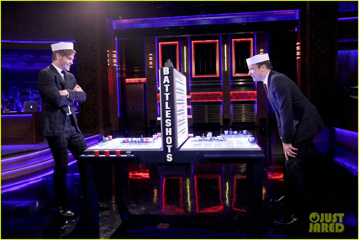 Chris Pine Plays A Game of Battleshots with Jimmy Fallon on 'The Tonight Show' - Watch It Here!