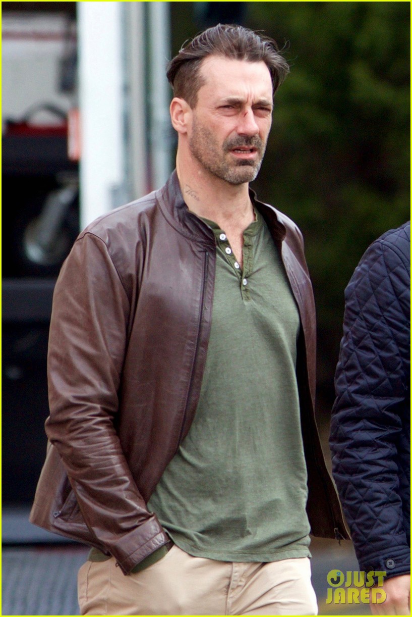 Jon Hamm Shows Off New Haircut While Filming a Movie