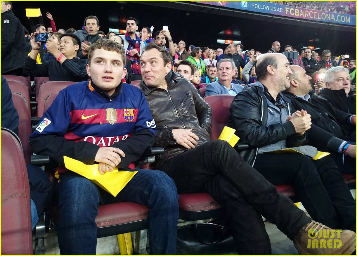 Jude Law Attends a Soccer Match with His Son Rafferty