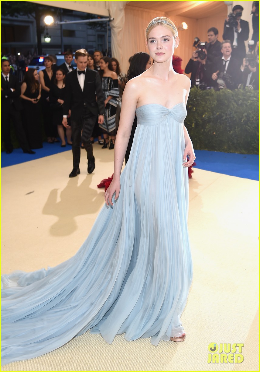 elle fanning blue dress Elle Fanning Looks Like a Modern Fairytale Princess in Backless Blue Dress