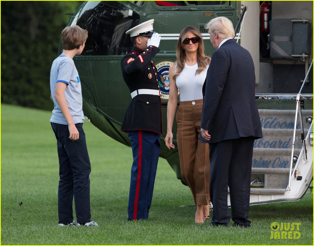 Barron & Melania Trump Arrive at White House for Moving Day