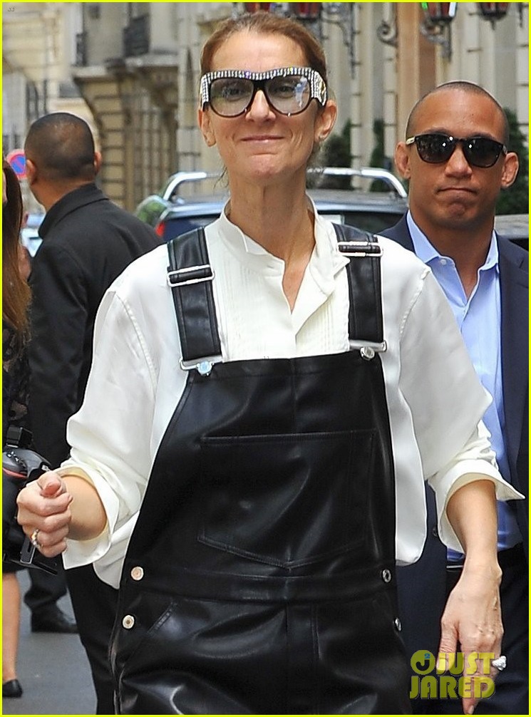 Celine Dion Rocks Leather Overalls While Out in Paris - Just Jared