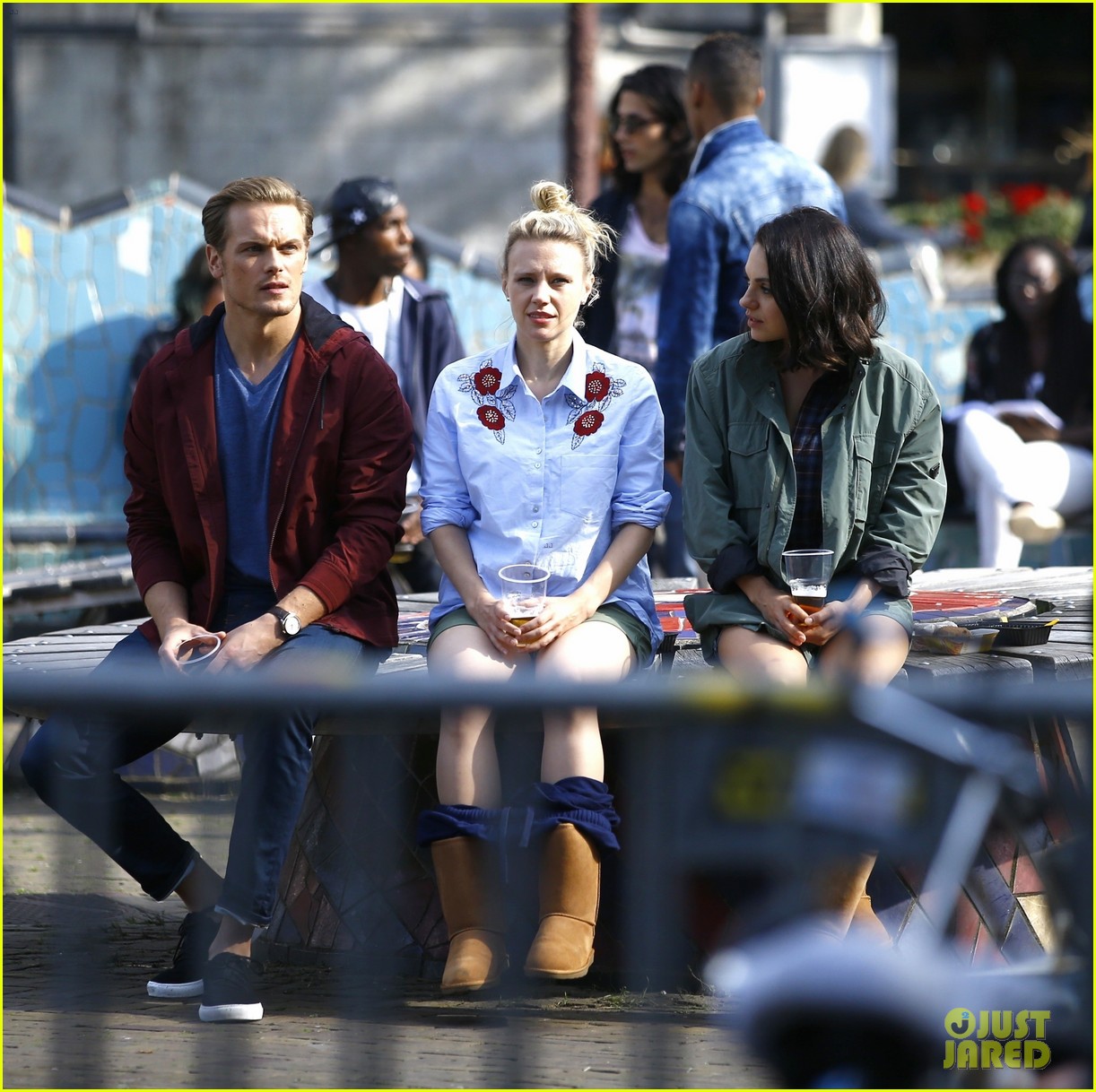 Sam Heughan Films 'Spy Who Dumped Me' Scenes in Amsterdam with Mila Kunis & Kate McKinnon!