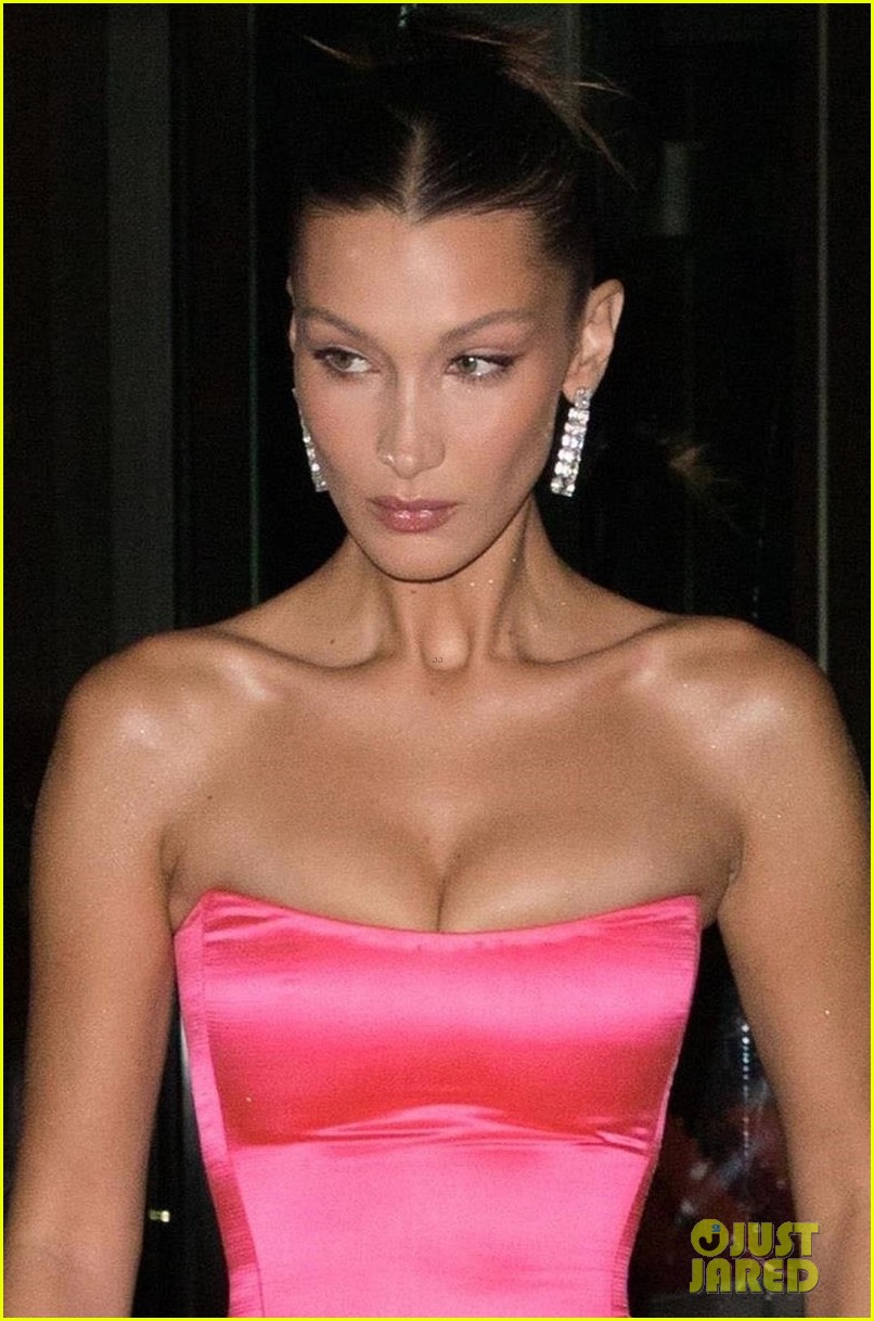 bella hadid hot pink dress Bella Hadid's Pink Gown in Paris 2018