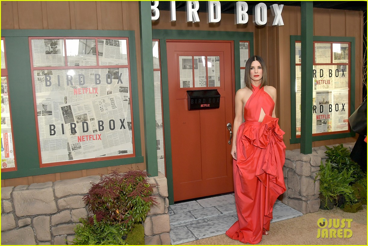Sandra Bullock Stuns in Bold Red Gown at 'Bird Box' New York Screening