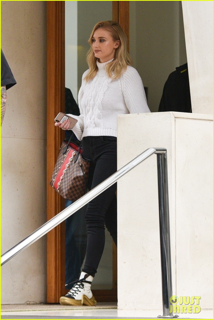 Sophie Turner Wears Cozy White Sweater While Leaving Sao Paolo Hotel