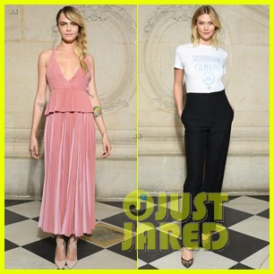 Cara Delevingne & Karlie Kloss Attend Dior Fashion Show During Paris Fashion Week