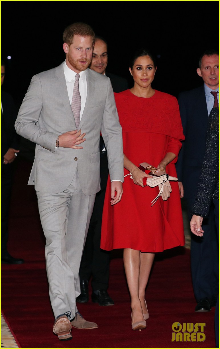 Pregnant Meghan Markle Stuns in Valentino for Morocco Arrival with Prince Harry