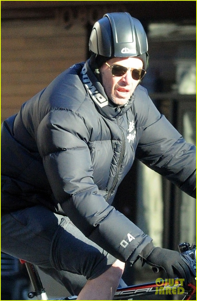 Hugh Jackman Takes a Solo Bike Ride Through New York City