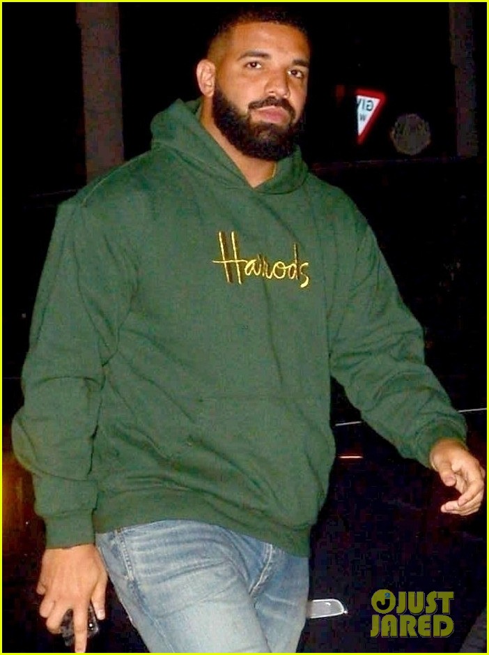 Drake Heads to London's Playboy Club in a Harrods Hoodie