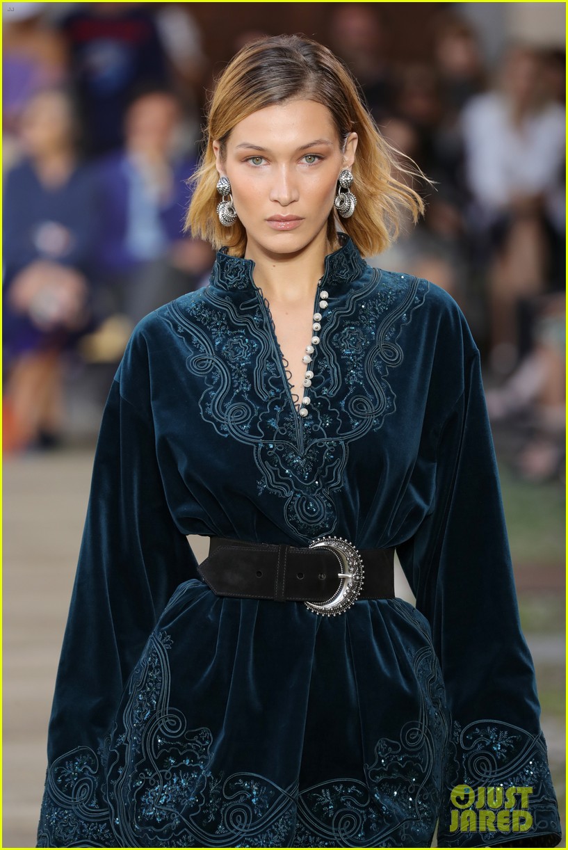 Bella Hadid Dons Velvet Mini Dress at Etro's Milan Fashion Week Show | Just Jared