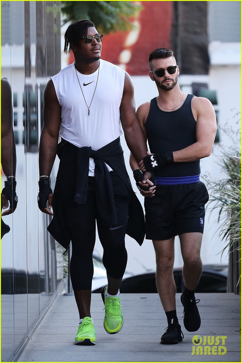 NFL Player Ryan Russell & Boyfriend Corey O'Brien Show Off PDA Ahead of Boxing Class