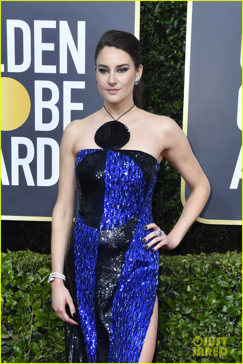 blue dress golden globes Terri Seymour in an off the shoulder dark blue gown at the 82nd Annual Golden Globes - Arrivals