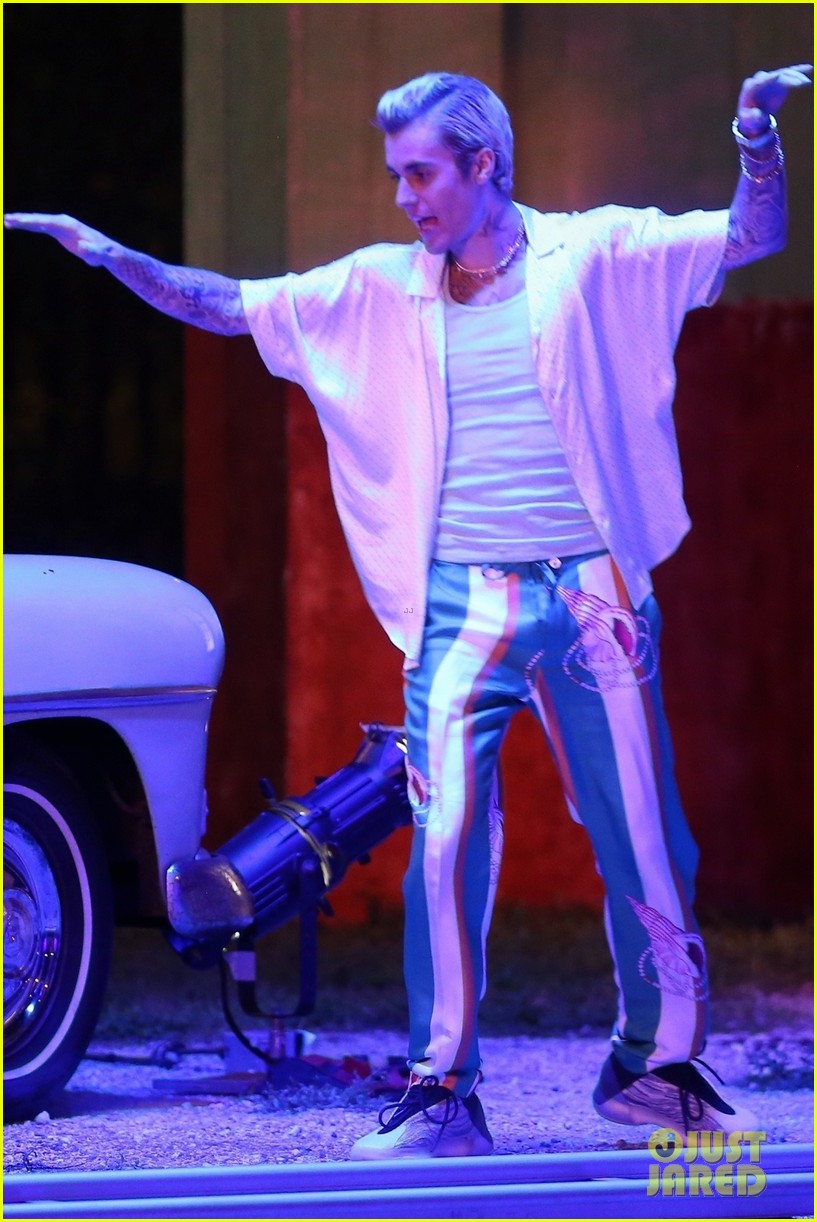 Justin Bieber Films a Music Video with J Balvin - See Set Photos!