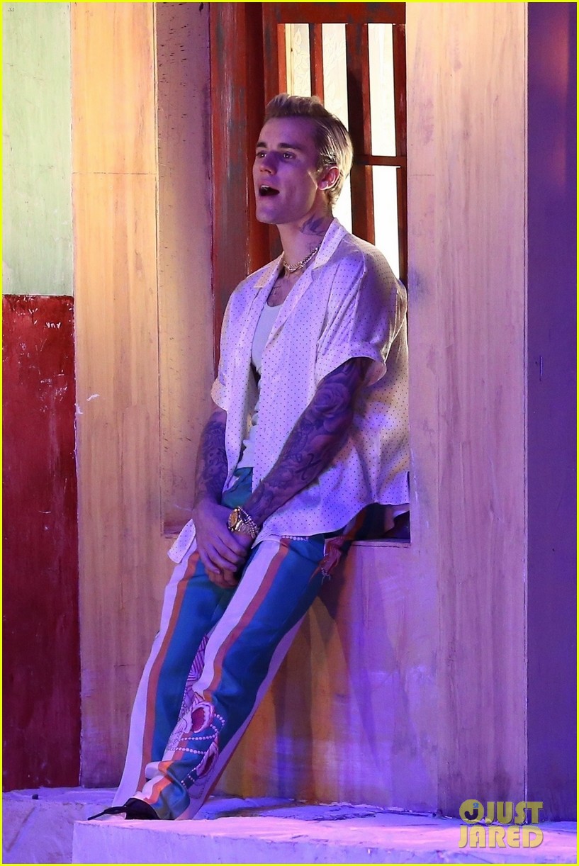 Justin Bieber Films a Music Video with J Balvin - See Set Photos!