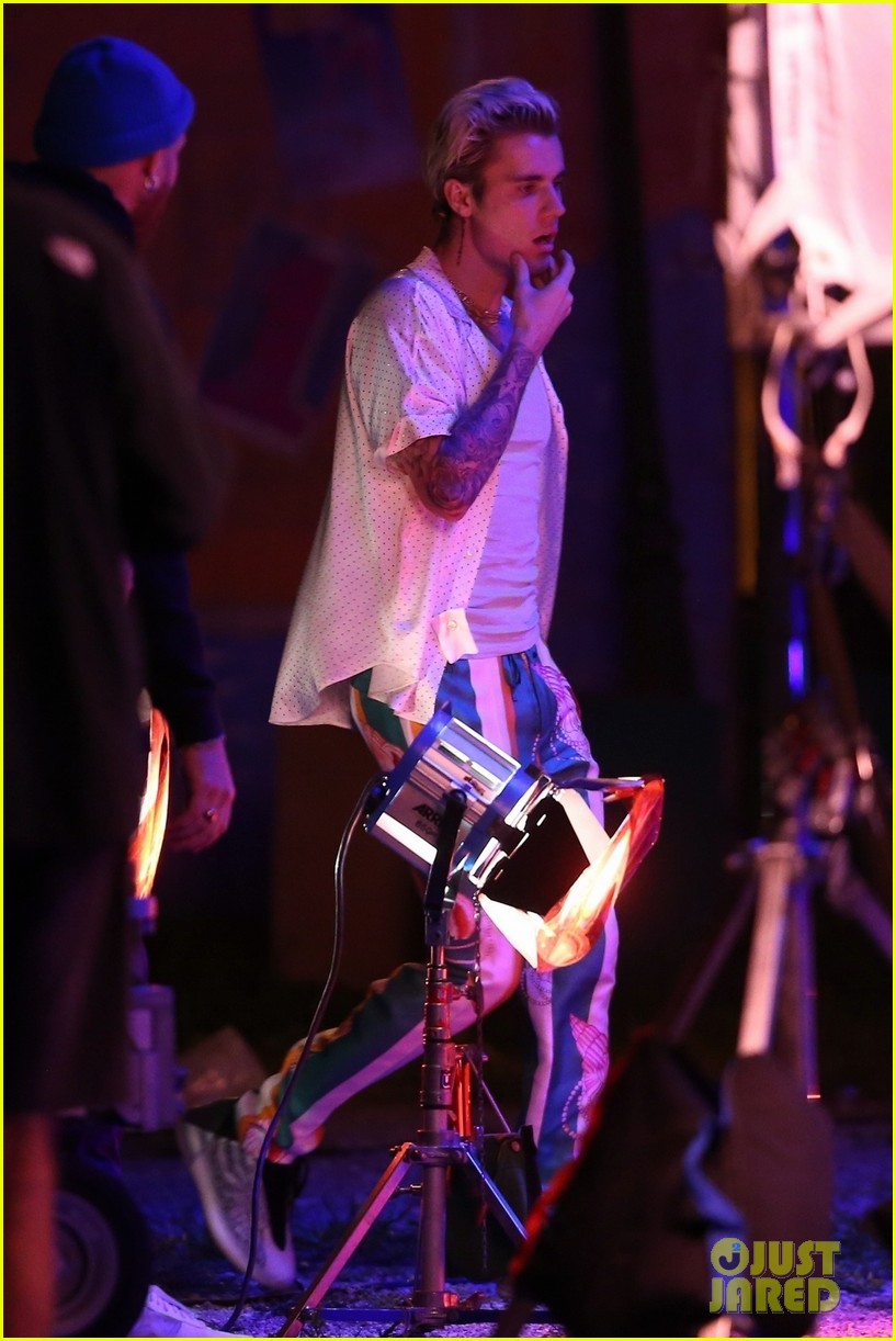Justin Bieber Films a Music Video with J Balvin - See Set Photos!