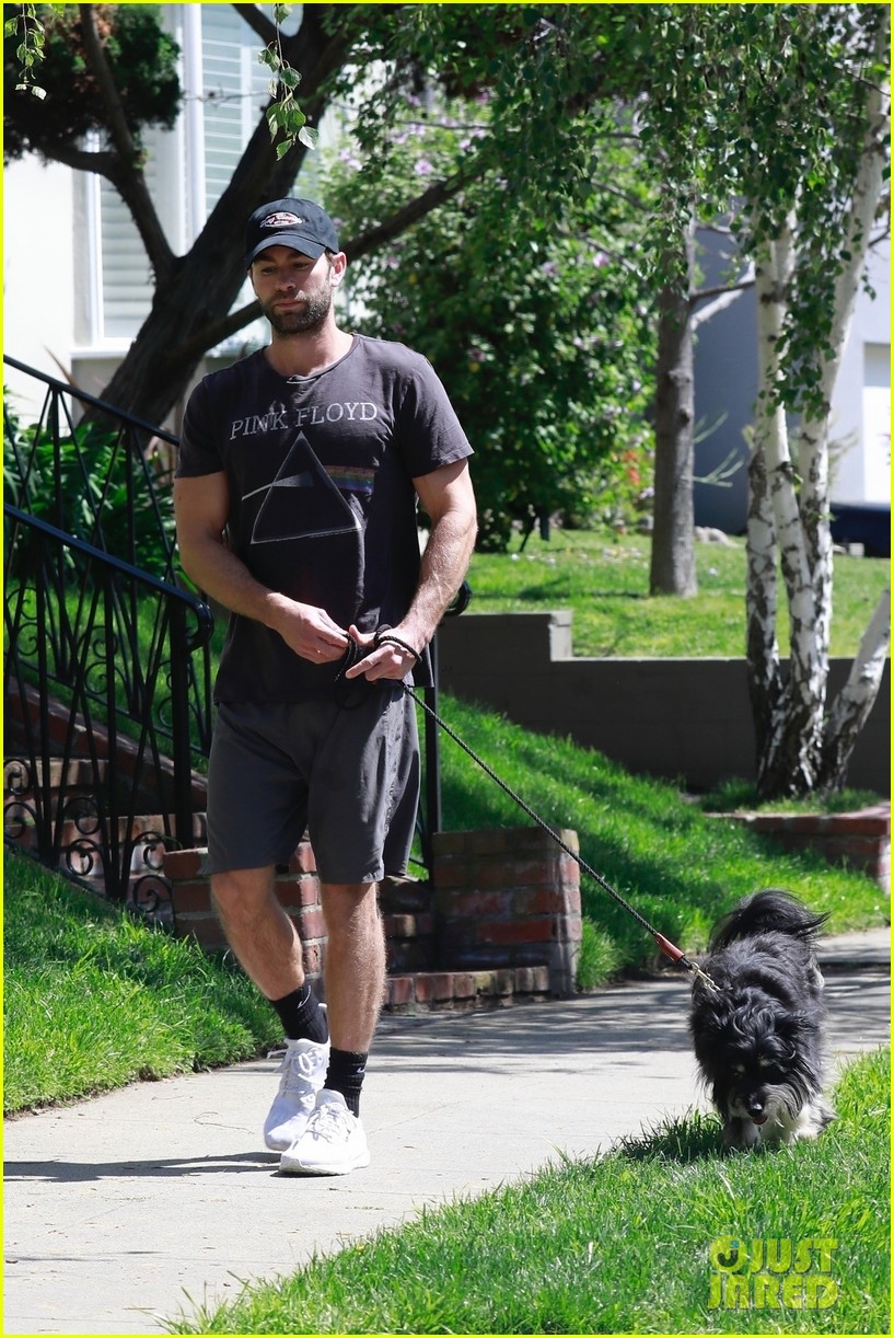Chace Crawford Heads Out for a Walk With His Dog Shiner Amid Quarantine