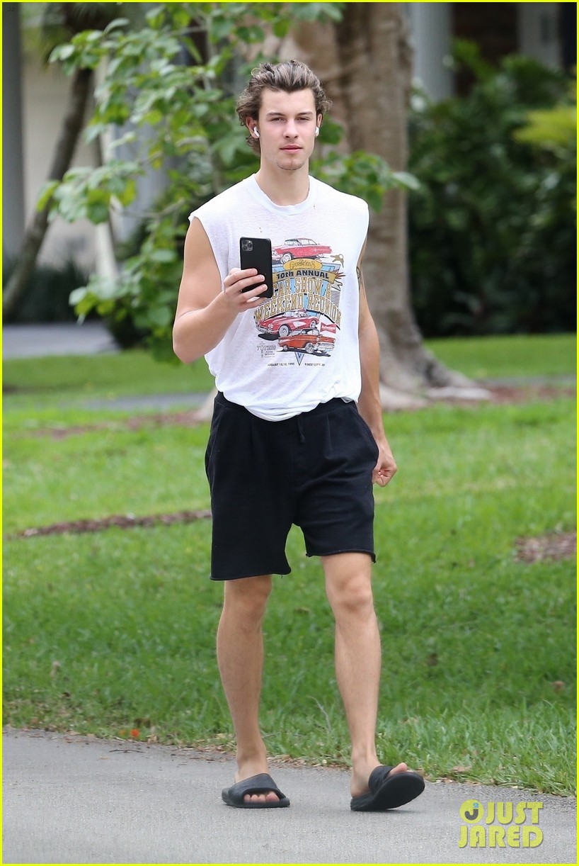 Shawn Mendes Takes a Call During His Neighborhood Stroll