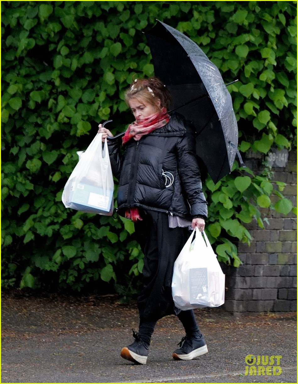 Helena Bonham Carter Braves the Rain on a Grocery Run in London Amid Quarantine