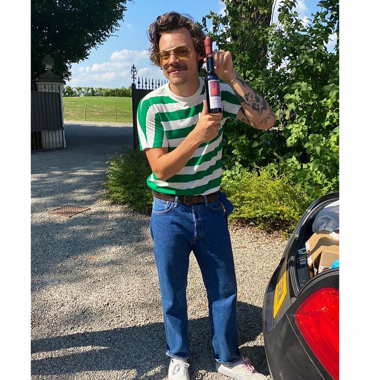 Harry Styles Shows Off His Mustache After Tweeting About Growing One Almost 10 Years Earlier!