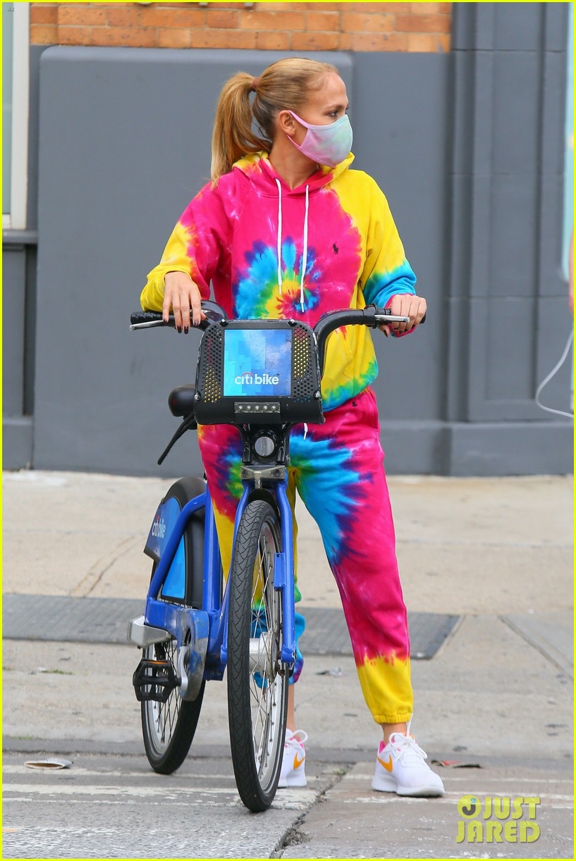 Jennifer Lopez Takes a Tie-Dye Bike Ride in NYC