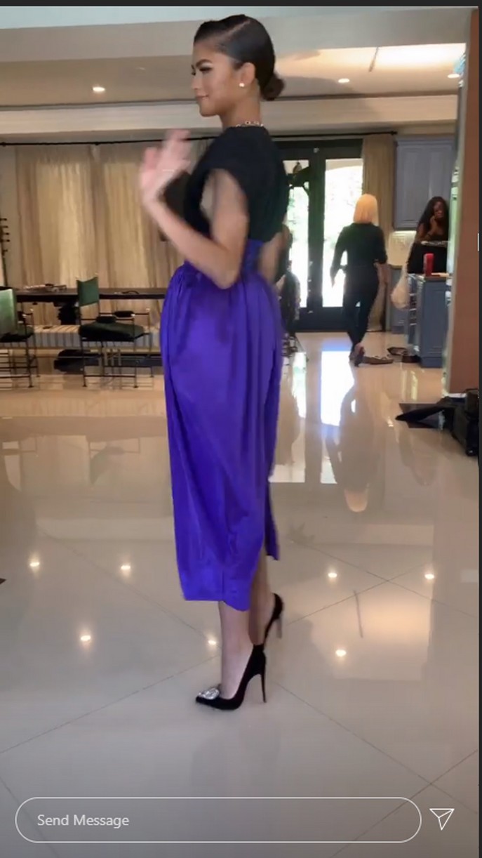 zendaya purple dress Zendaya Reimagined Eunice Johnson's Iconic YSL Look from the '80s