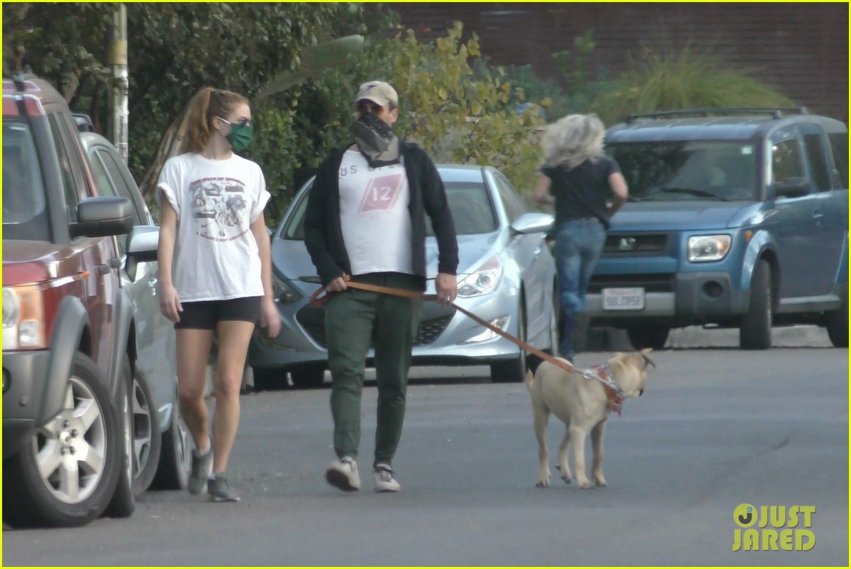 Jon Hamm & Girlfriend Anna Osceola Take His Dog for a Walk in Los Feliz