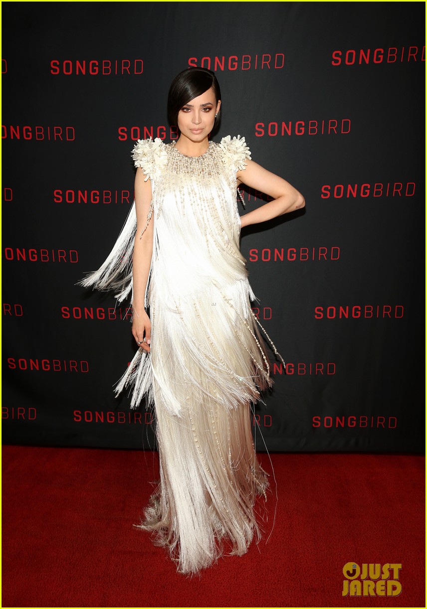 Sofia Carson Stuns in Prada For Private Premiere of Her New Movie 'Songbird'