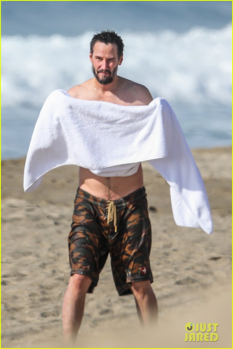 Keanu Reeves Looks Fit Shirtless at the Beach in Malibu