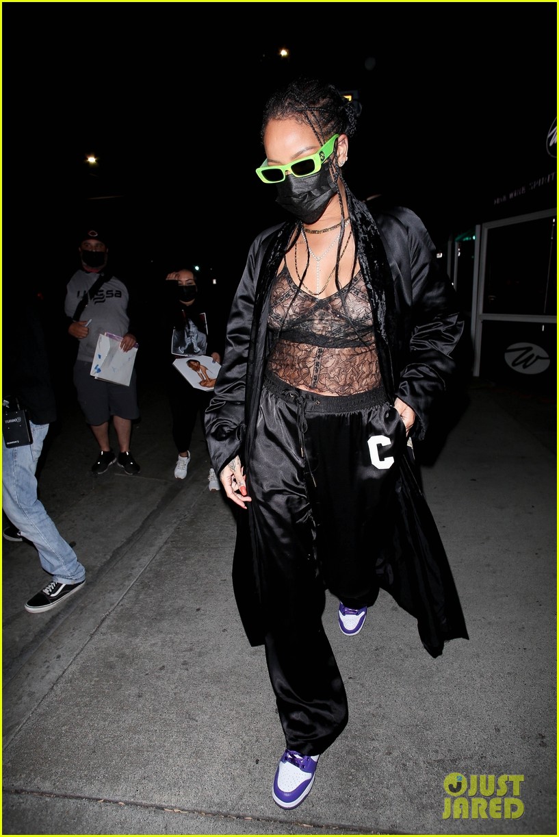 Rihanna Is Stylish in a See-Through Look at Dinner in Beverly Hills