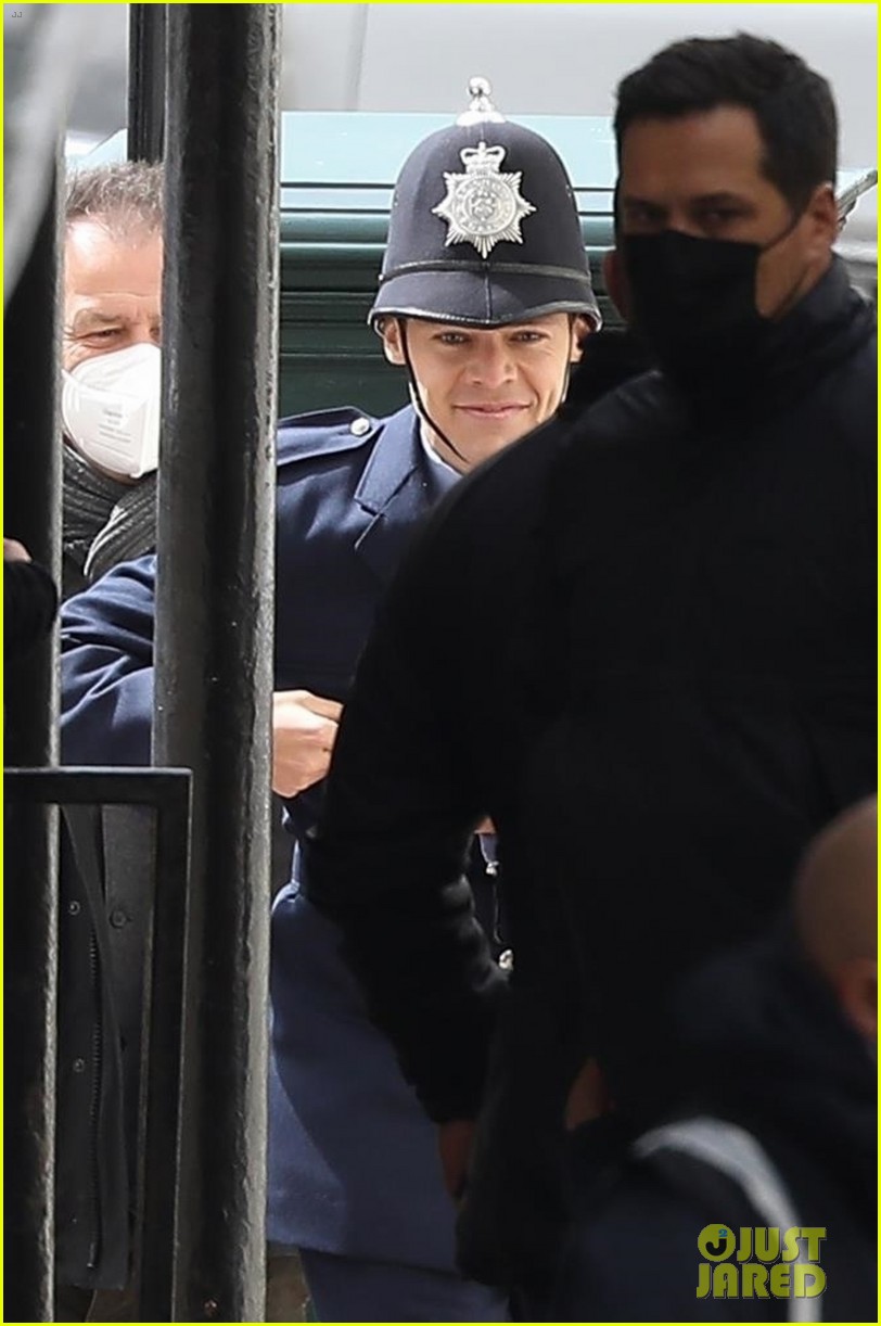 Harry Styles Photographed in Full Police Uniform on 'My Policeman' Set!