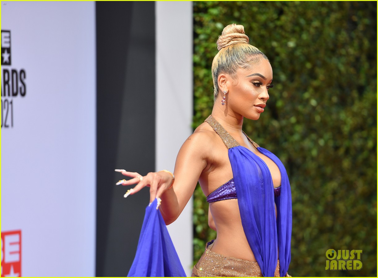 saweetie purple dress Saweetie Shows Off Major Skin In Gorgeous Dress at BET Awards 2021 - Just  Jared - Celebrity News and Gossip