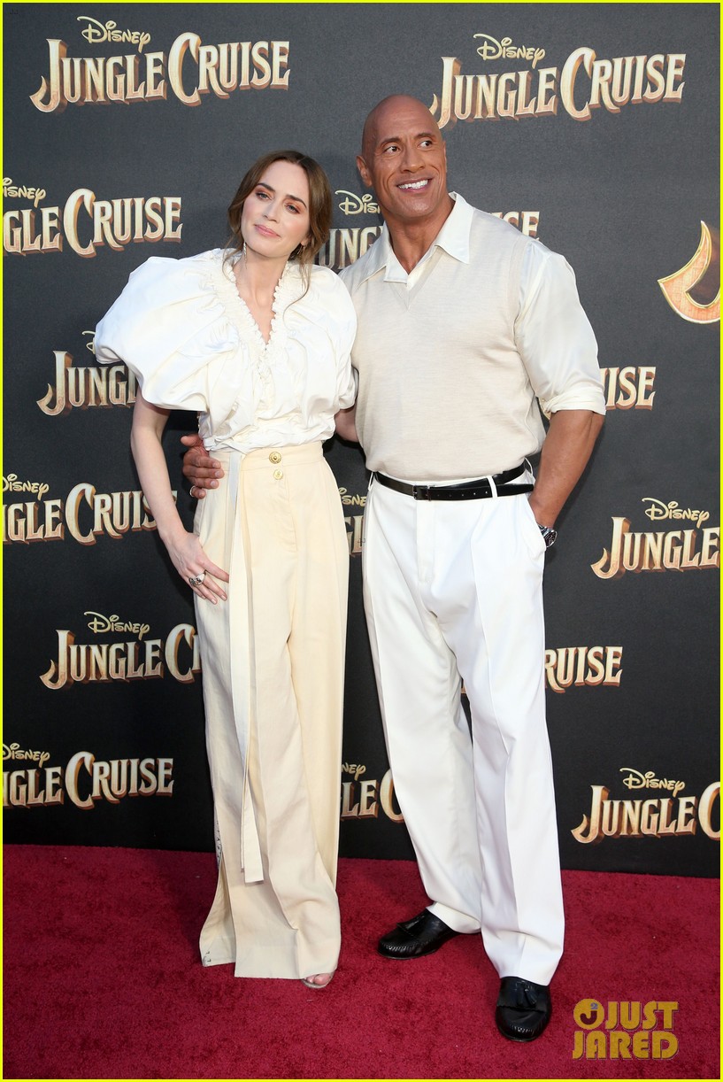 Emily Blunt, Dwayne Johnson, & Edgar Ramirez Attend World Premiere of 'Jungle Cruise' at Disneyland!