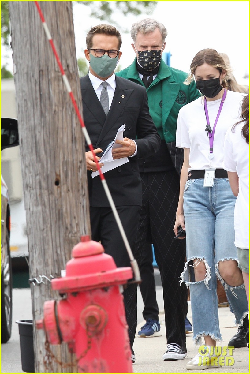 Ryan Reynolds & Will Ferrell Mask Up on Set of Their Movie Musical 'Spirited'