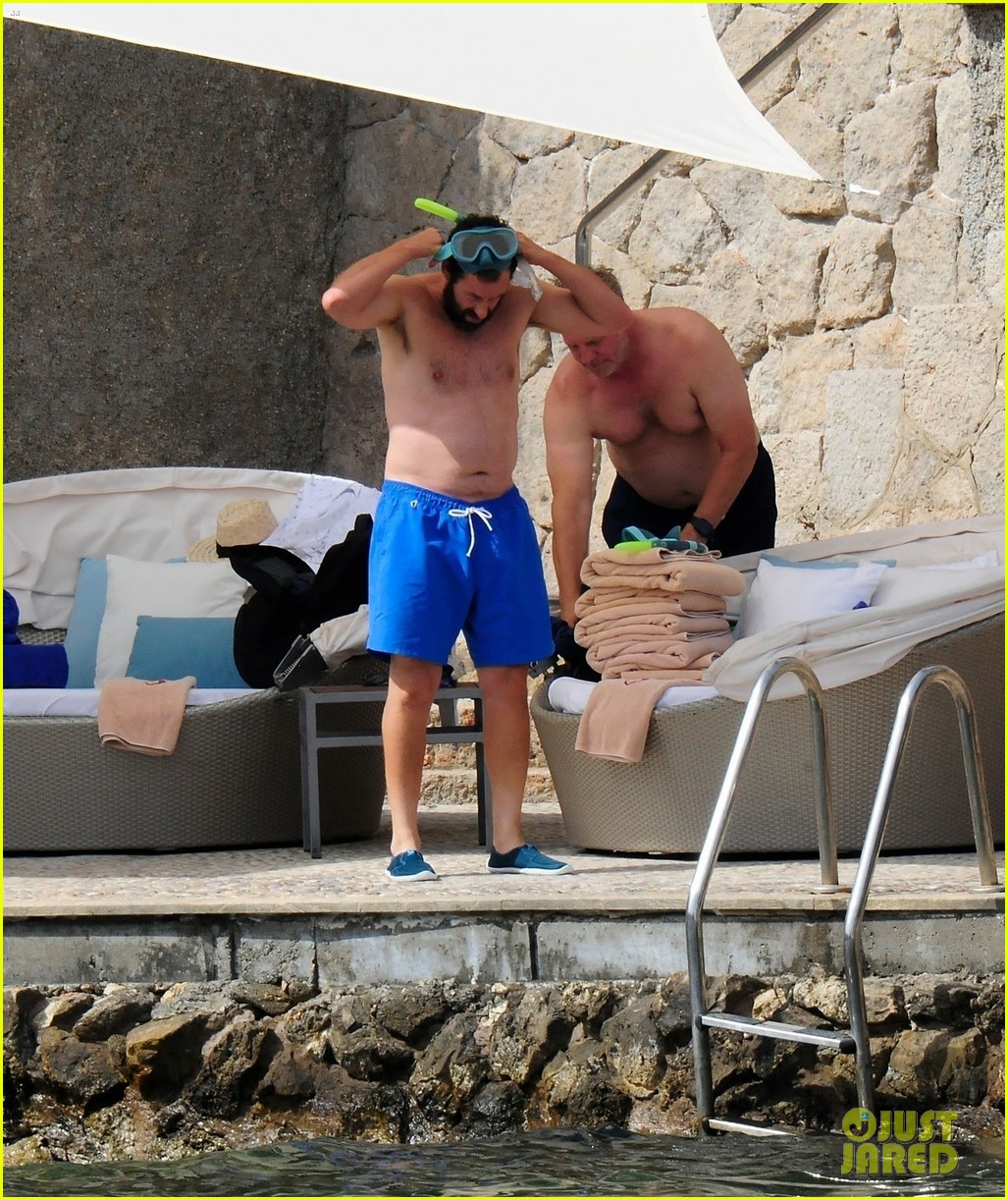 Adam Sandler Goes Shirtless During a Beach Day in Spain