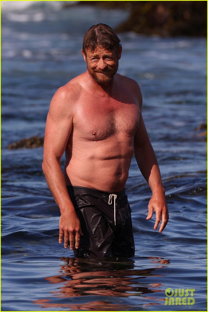 Simon Baker Goes Shirtless During Beach Day with 22-Year-Old Son Claude - See Photos!