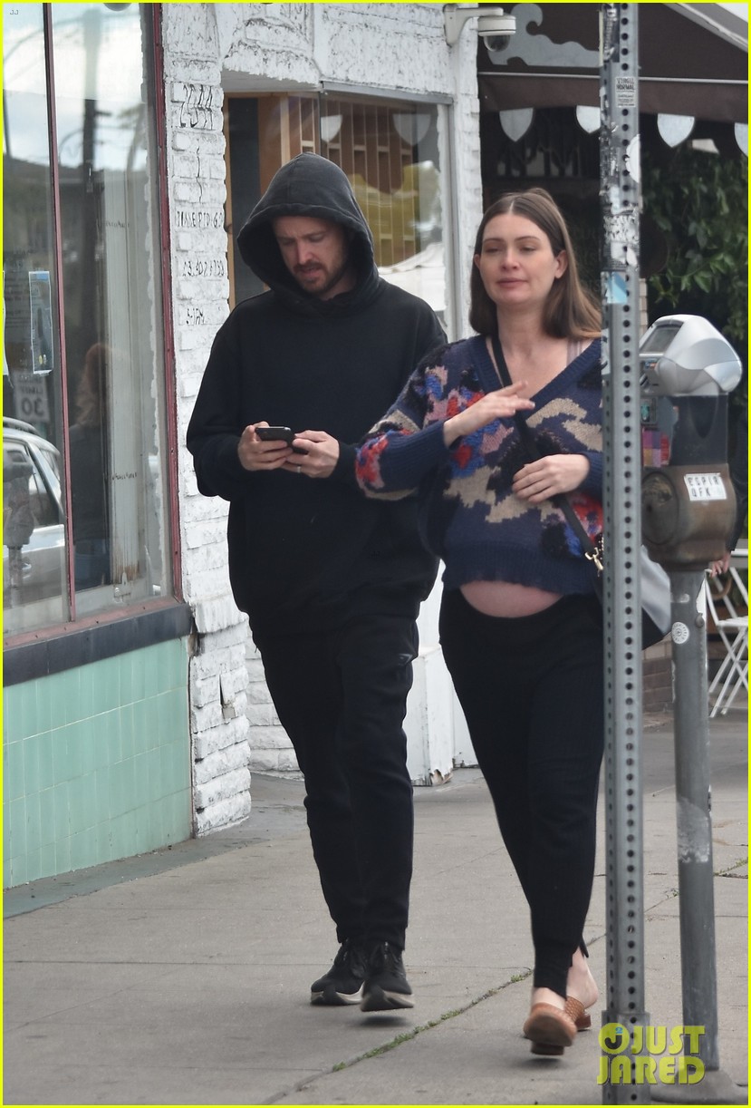 Aaron Paul's Pregnant Wife Lauren Parsekian Flashes Bare Baby Bump During Breakfast Outing