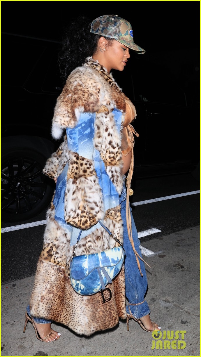 Pregnant Rihanna Bares Her Baby Bump While Out for Dinner - See Photos!