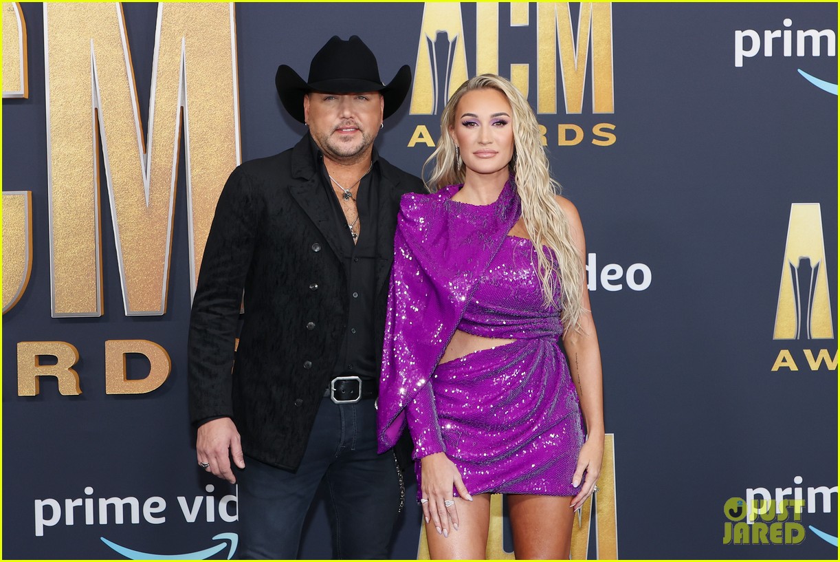 Jason Aldean Walks ACM Award 2022 Carpet with Wife Brittany